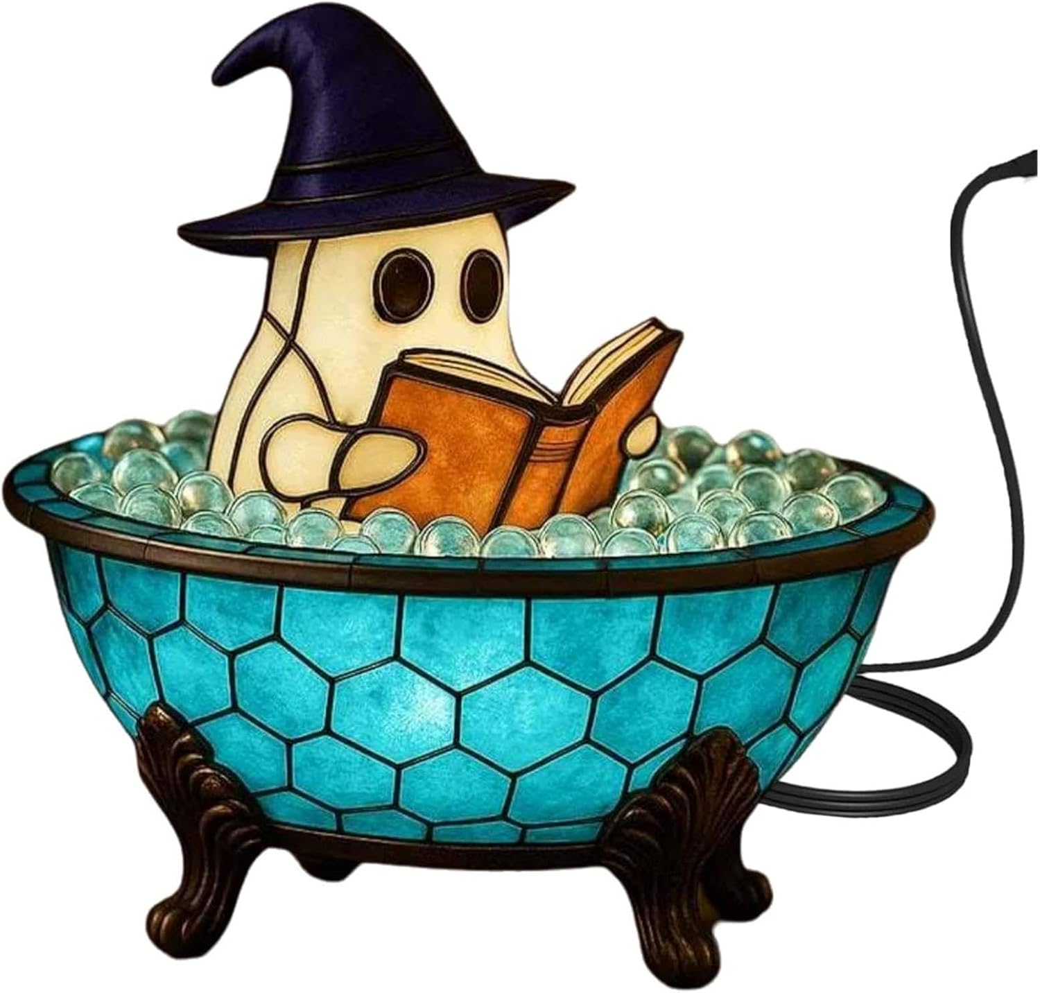Halloween Ghost Reading Book Lamp, Indoor Halloween Centerpieces Decorations for Table,Spooky Cute Led Lamps