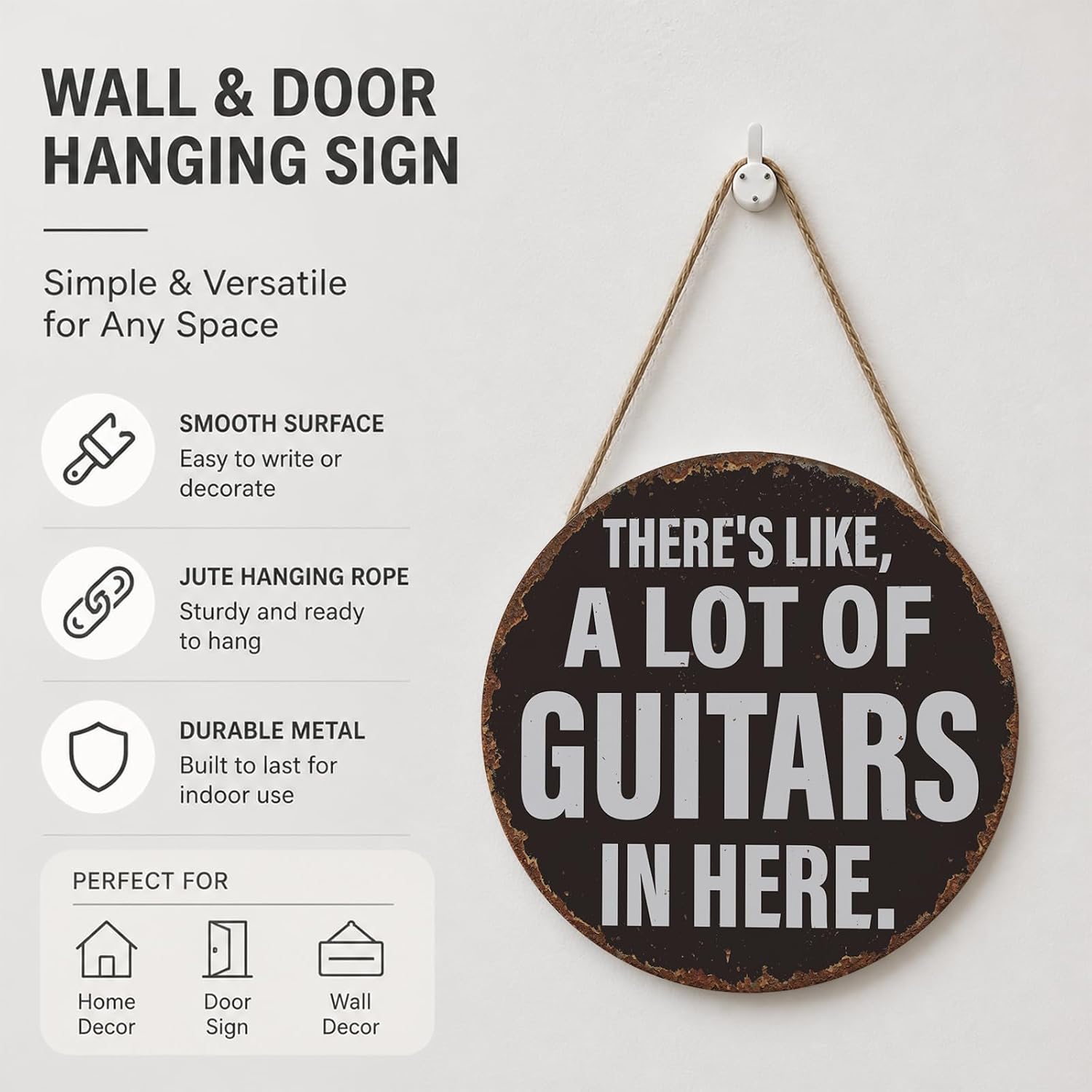 Guitar Room Metal Sign, Funny Music Wall Decor Tin Sign image 2