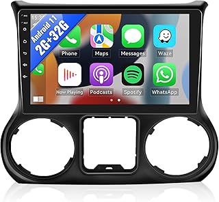 SIXWIN Android Car Radio for Jeep Wrangler 2011-2014 with Apple Carplay Android Auto 2G+32G 10.1 inch Touch Screen Car Radio with Bluetooth GPS Navigation WiFi HiFi FM RDS Backup Camera MIC