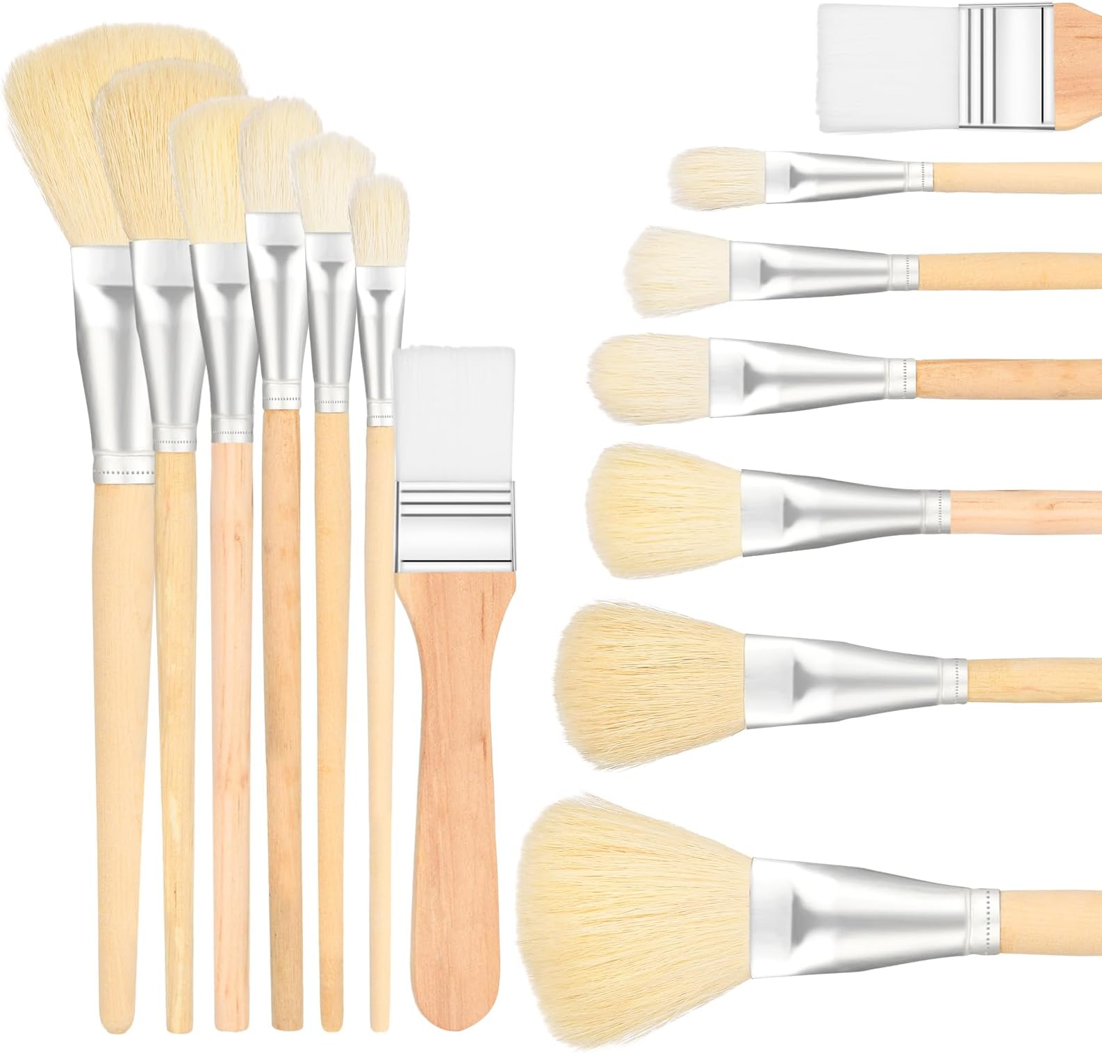 Grevosea Mop Brush for Acrylic Painting, 7 Pieces Versatile Blending Brush Paint Brushes for Acrylic Painting Goat Hair Paint Brush Set for Acrylic Watercolor Oil Painting Face Body Art