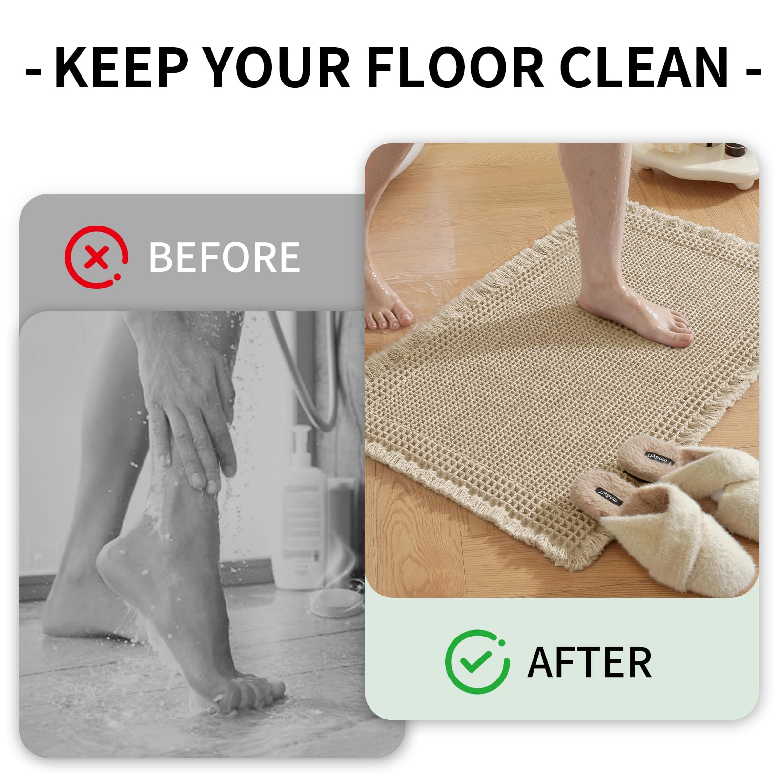 Tapis De Bain Antiderapant 50x80cm Absorbant l'eau Lavable en Machine Marron
