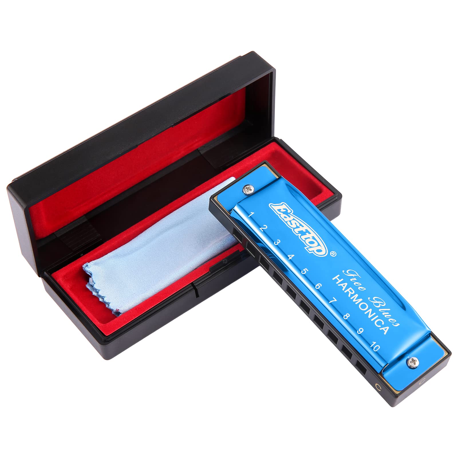Upgraded Harmonica Key of C 10 Holes 20 Tones Blues Harp Mouth Organ Harmonica for Adults, Professionals and Students