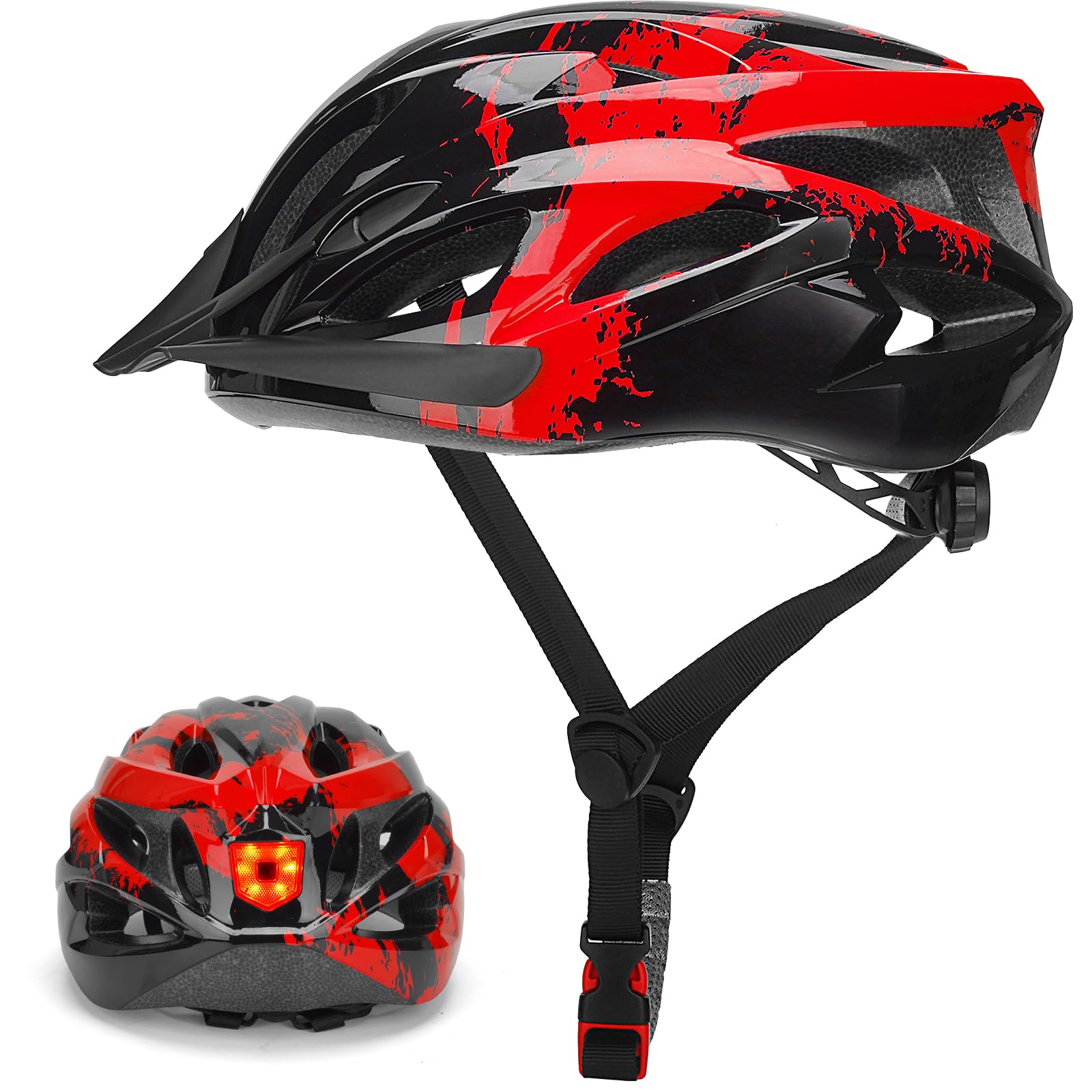 Fahrradhelm Erwachsene mit Licht für Damen und Herren 57-62CM, Radhelm, Cityhelm Urban Fahrradhelm für Herren Damen mit Abnehmbarer Magnetische Schutzbrille Visier