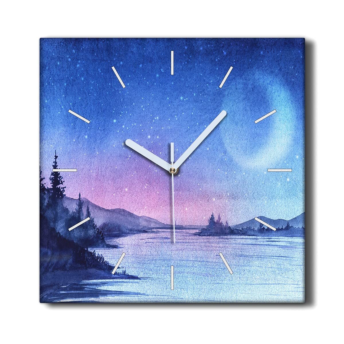 Horloge murale toile silencieuse sans tic-tac 30x30cm Arbre de salon