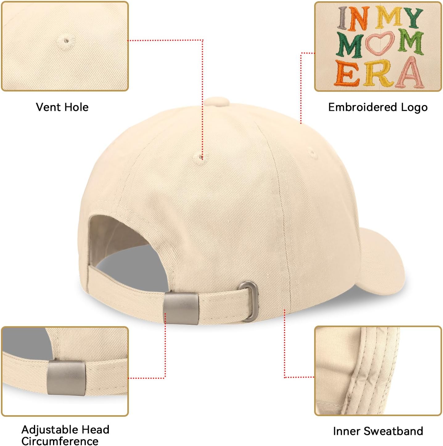 in My Mom Era Hat, Mom Gifts from Daughter Son, Embroidery Adjustable Cotton Baseball Cap Mama Hat - Image 5