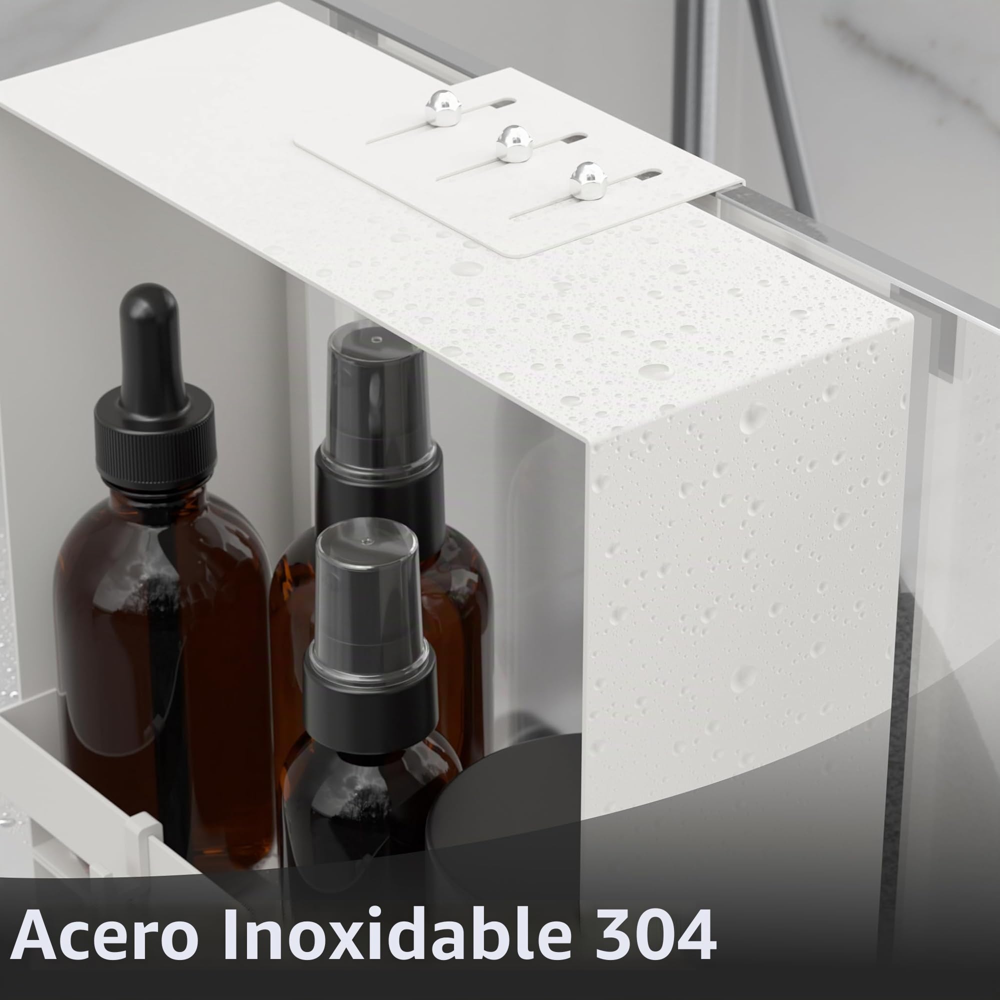 Estanteria Baño Para Colgar, Estanteria Baño sin Taladro, Ducha para Colgar 3 niveles, sin Necesidad de Taladrar, Organizador de baño Con 8 Ganchos & 4 Ventosa de Soporte, Blanco