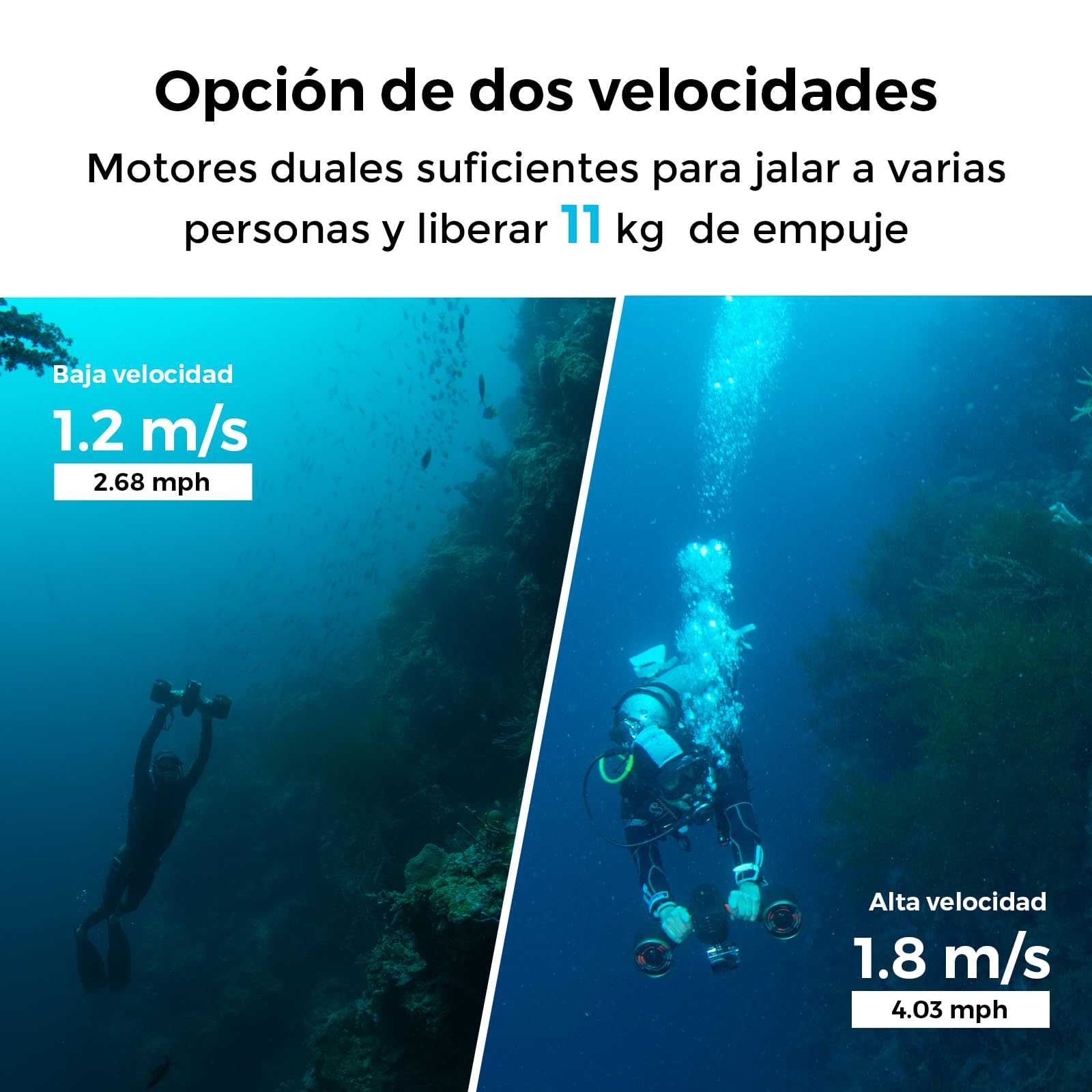 Sublue Mix Pro - Patinete Submarino de Doble Motor, 2 Modos de Velocidad, 40 m de Profundidad con Soporte para cámara y Alarma de batería Baja para Piscina
