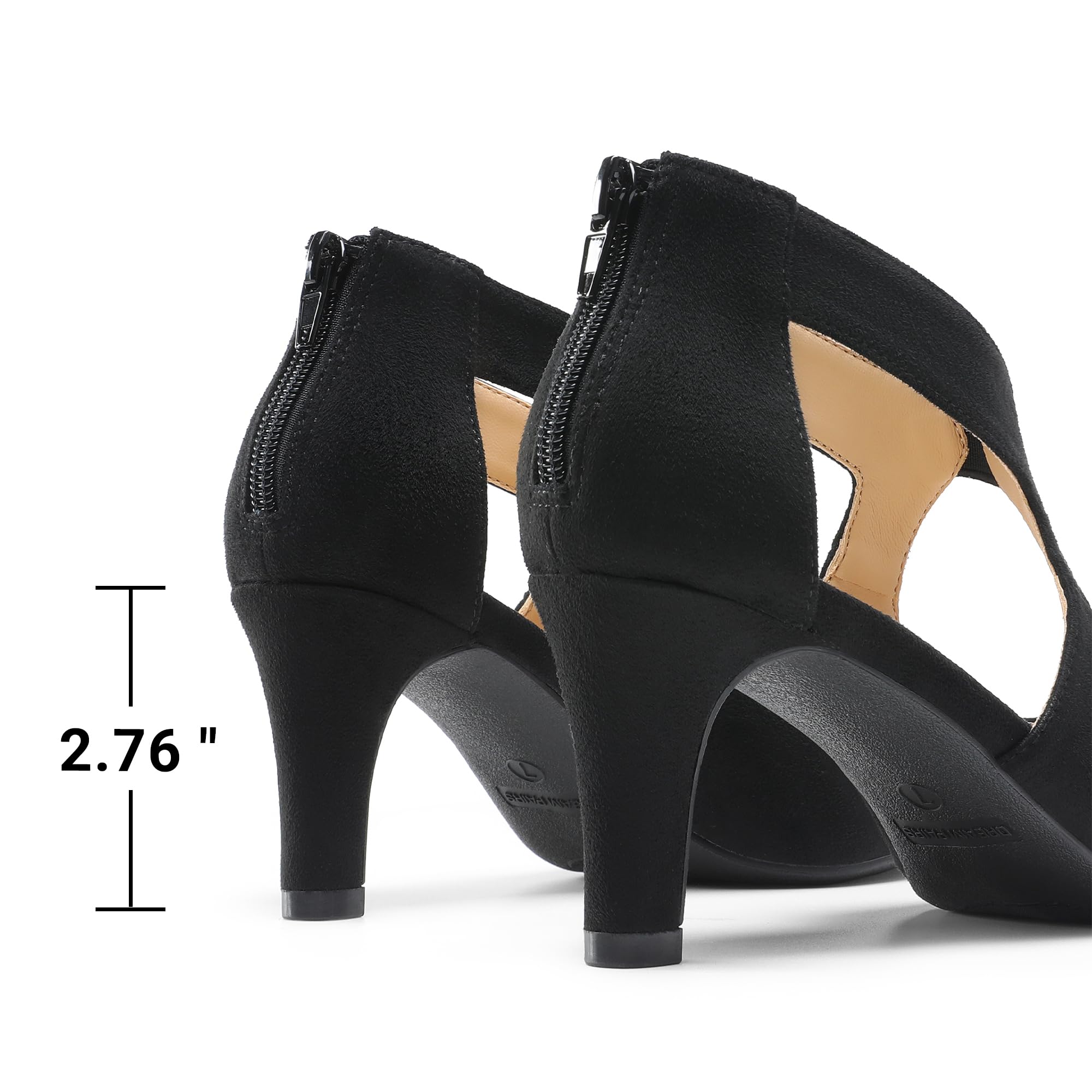 DREAM PAIRS Escarpins Femme Bout Pointu Talon Kitten Chaussures Élégantes Talons Confortables Fermeture Éclair Arrière Antidérapant Soirée Bureau Mariage