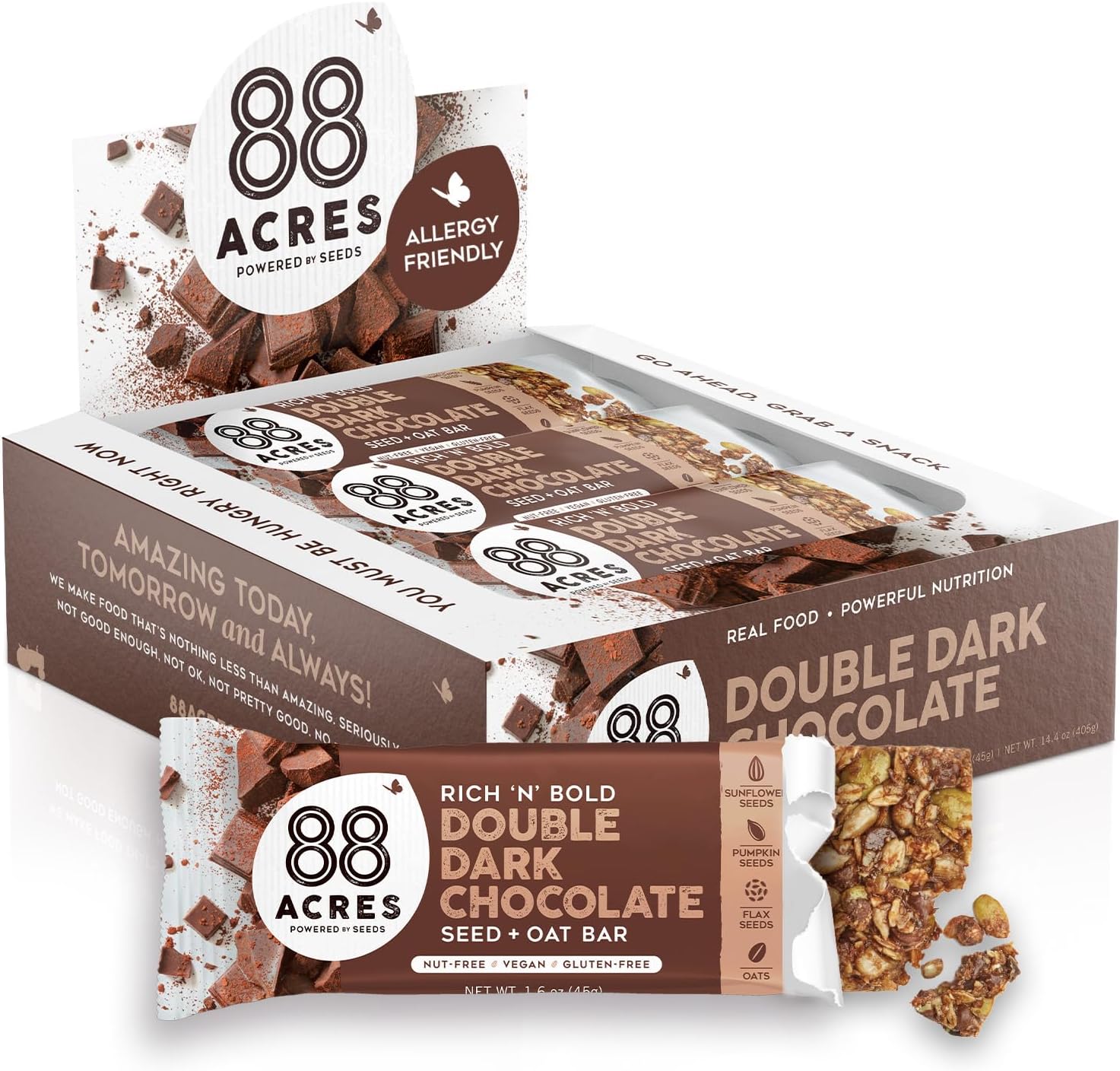Granola Bars | Double Dark Chocolate | Gluten Free, Nut-Free Oat and Seed Snack Bar | Vegan & Non GMO | 12 Pack