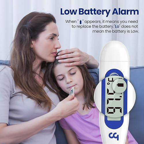 Miniatura 2 de Femometer Termómetro para adultos y niños, termómetro digital con alerta de fiebre, recuperación de memoria, conmutable CF, para uso oral, rectal o