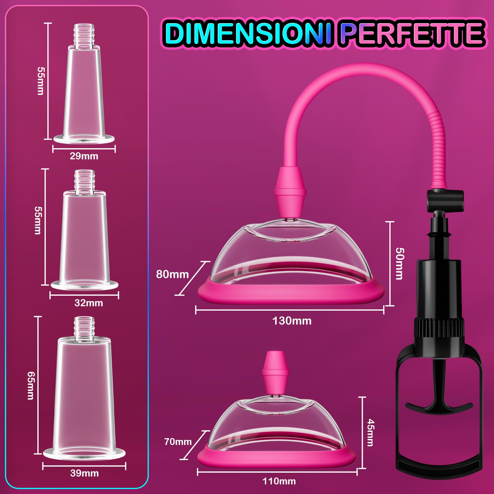 Sex Toys Succhia Clitoride per Donna - Manuali per Capezzoli Pussy Pump Succhia Clitoride con 5 Ventose, Stimolatore di Capezzoli e Clitoride per Donne e Coppie per Migliorare il Piacere Della Coppia