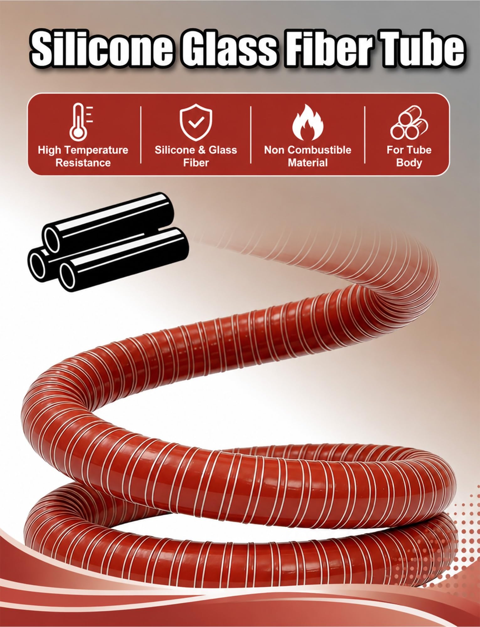 Conductos de silicona for altas temperaturas, manguera de fibra de vidrio flexible reforzada con alambre de acero, tubería de ventilación ignífuga for extracción de humos(11.5cm/4.53in,300cm)