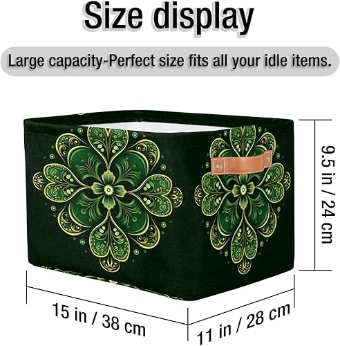 Vista 215 de Cestas de almacenamiento con asas, cubo de almacenamiento rectangular de tela rectangular plegable de juguetes para armario, estantes, lavandería, C