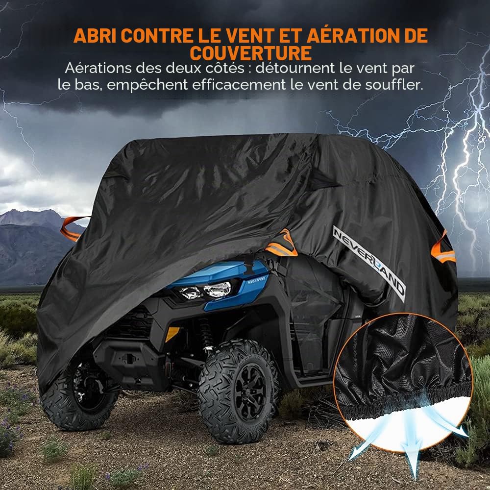 Neverland UTV Housse de Protection Solaire et UV Pluie Neige Universelle pour Can-Am Kawasaki, Polaris, Honda, Suzuki, Yamaha, Arctic Cat, John Deere, Kymco, Bobcat Argo, (Durable)