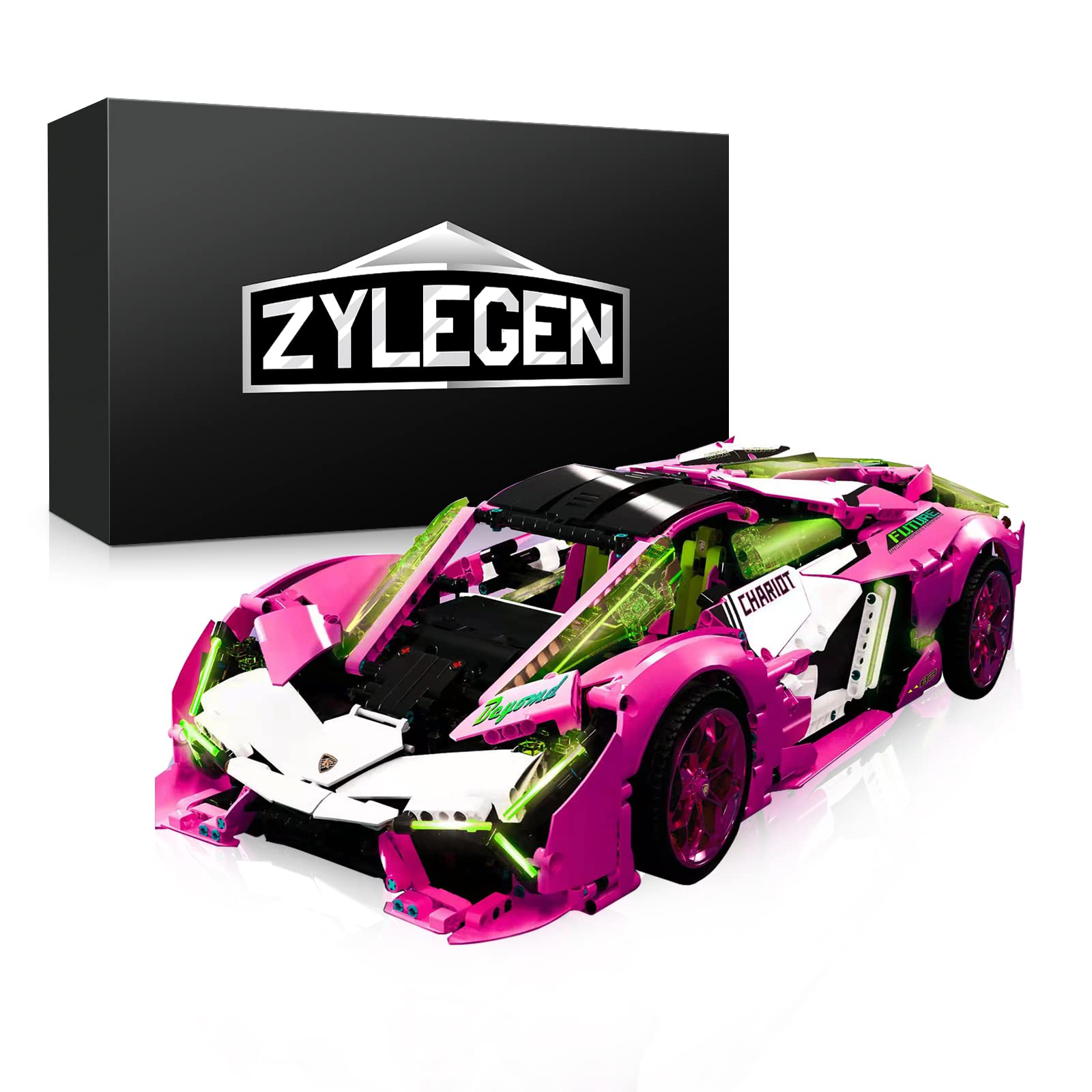 Amazon.co.jp: ZYLEGEN ピンクランボ スポーツカー ビルディング
