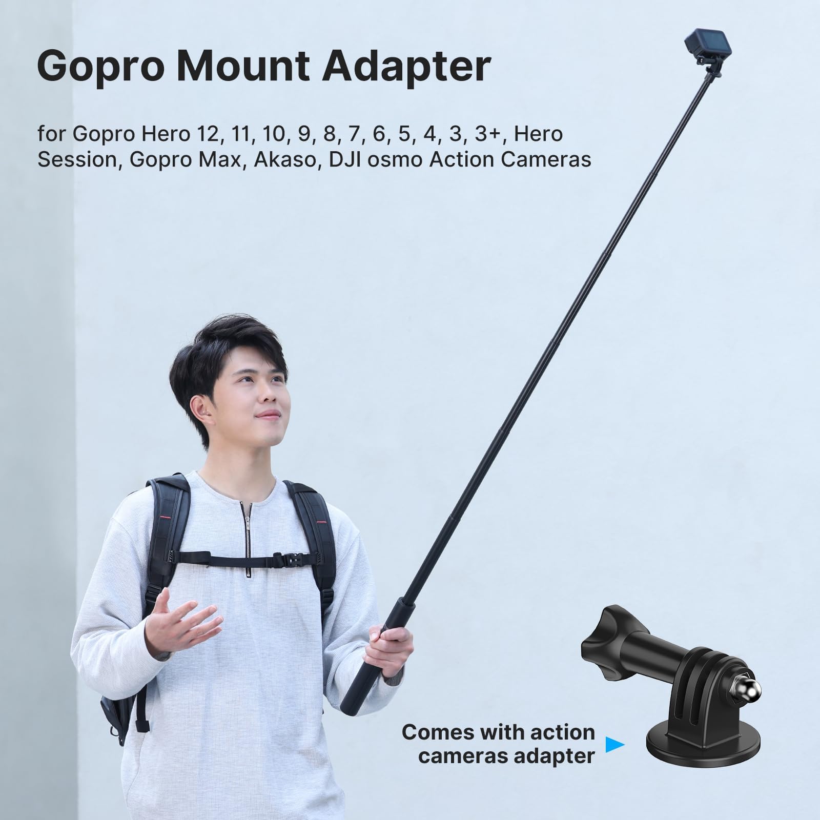 Ulanzi TT52 Perche à selfie 150 cm pour Insta 360 & Go Pro – Trépied et perche à selfie 2 en 1, extensible de 30 à 150 cm, stable et compact pour Go Pro, DJI Osmo Action, caméras d'action