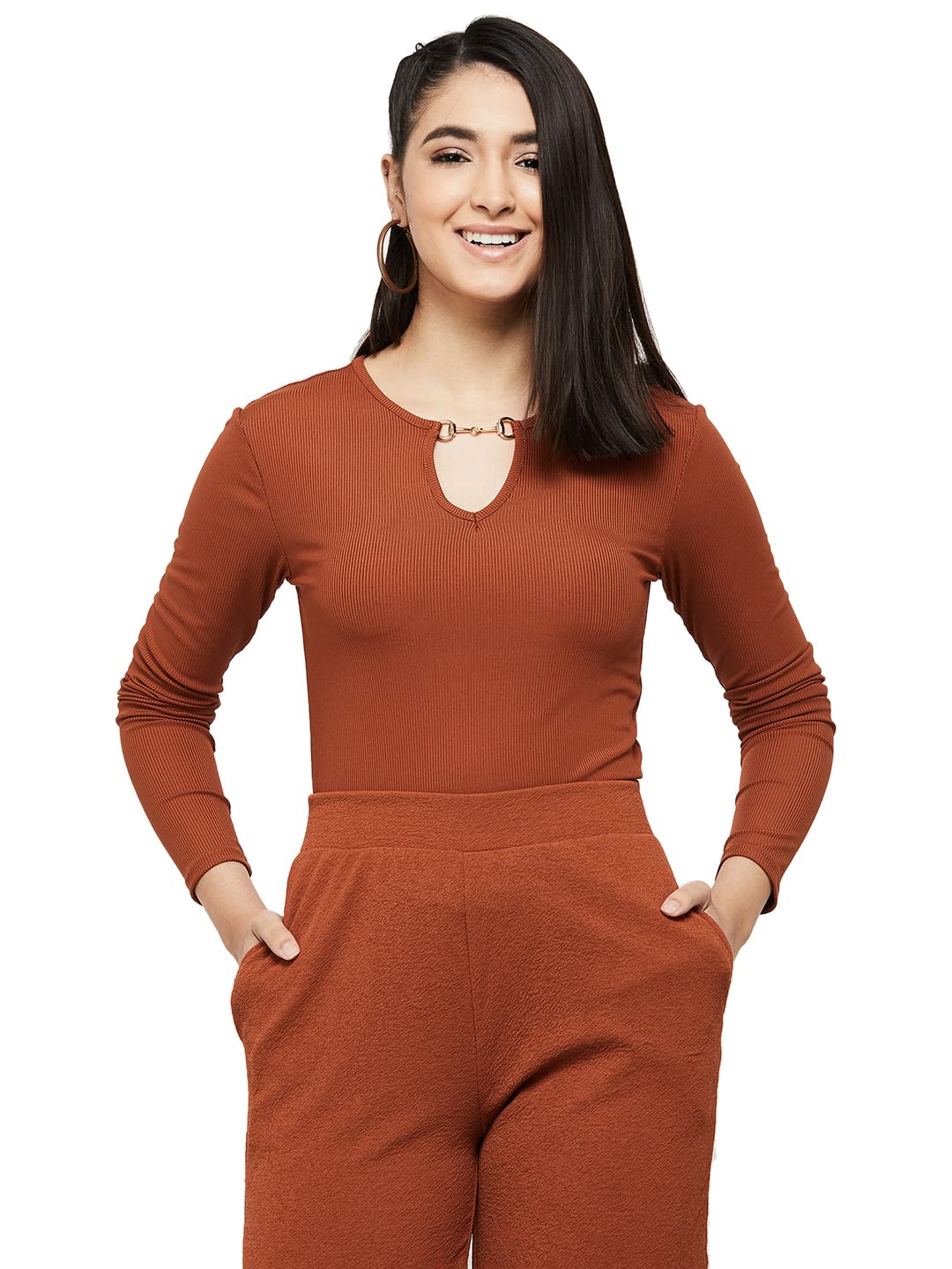 max Women Polyester Regular Fit Solid Keyhole Neckline Top-picture-11