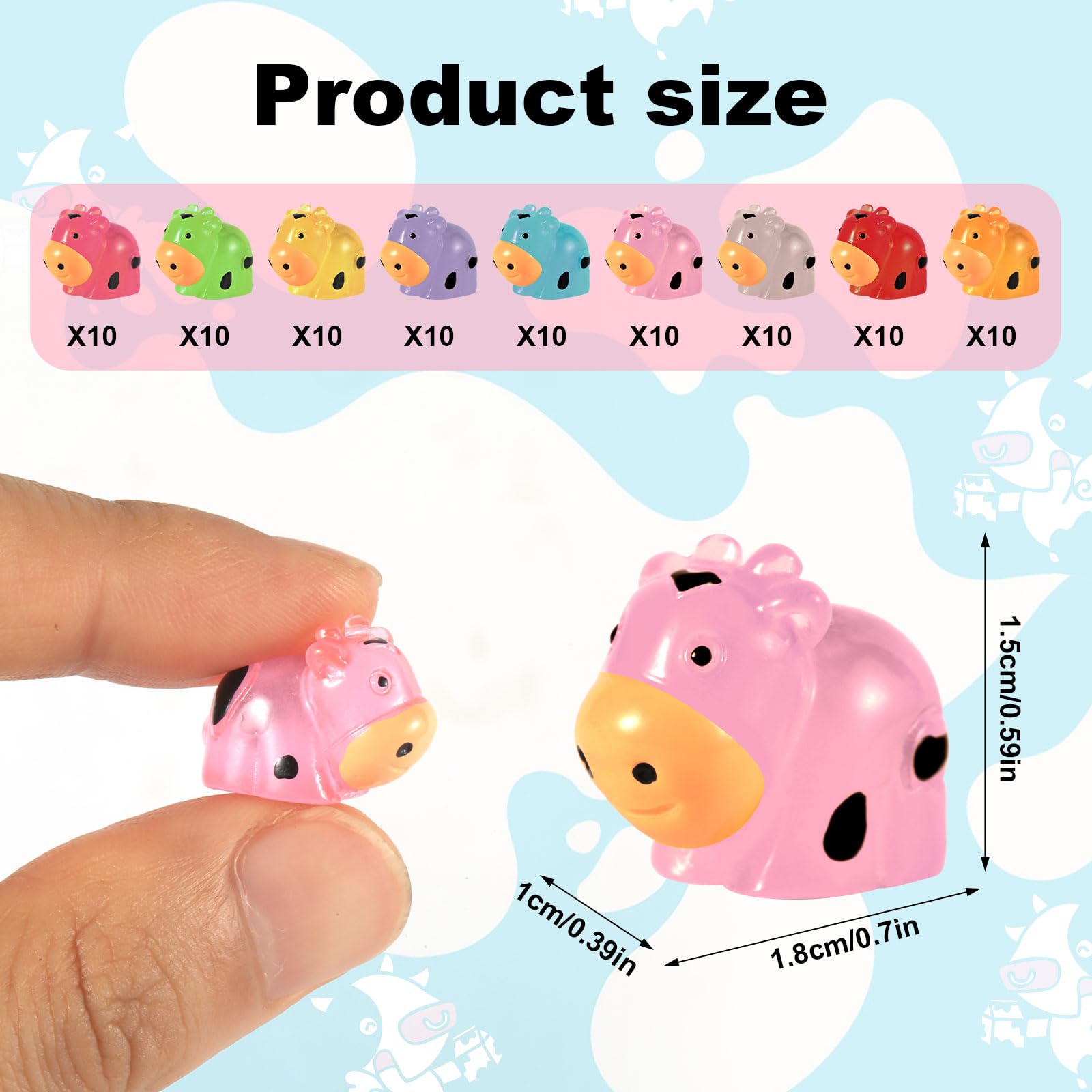 90pcs Luminous Mini Cow Figurines - Image 2