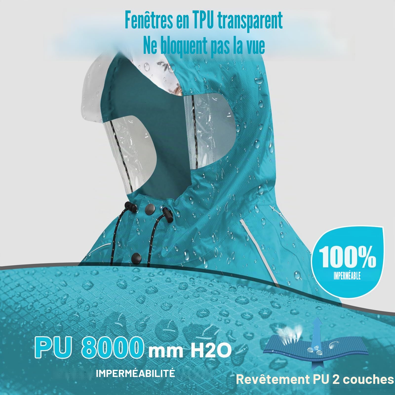 Andake Poncho de pluie de vélo pour homme et femme - Imperméable - Poncho de pluie, taille unique
