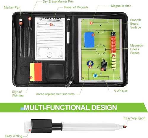 Miniatura 6 de Tabla de entrenamiento táctica magnética de fútbolfútbol, Portapapeles de entrenador, Herramienta de entrenador de fútbol plegable y portátil,