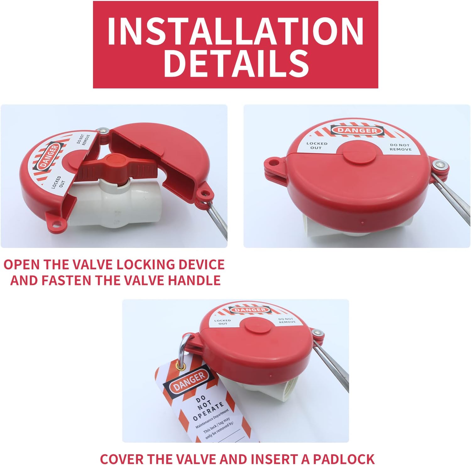 Gate Valve Lockout Device Lockout and tagout of Industrial valves (Applicable Size 6.5“-10“ with Lock and tag)