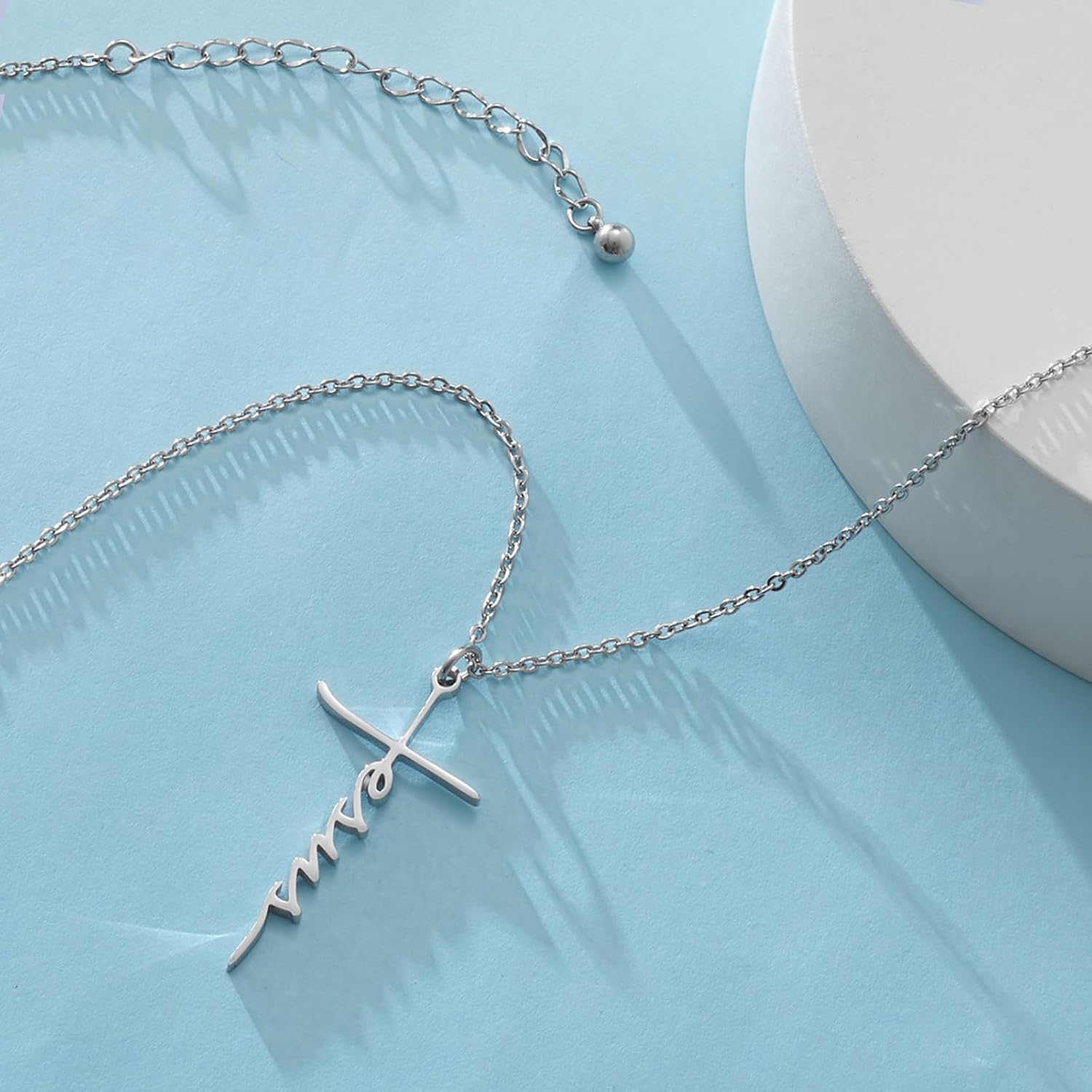 Faith Jesus Cross Pendant Necklace Set for Women Men Religious Christian Gifts Mama Gigi Grandma ID Name Necklace Birthday Jewelry - Image 3