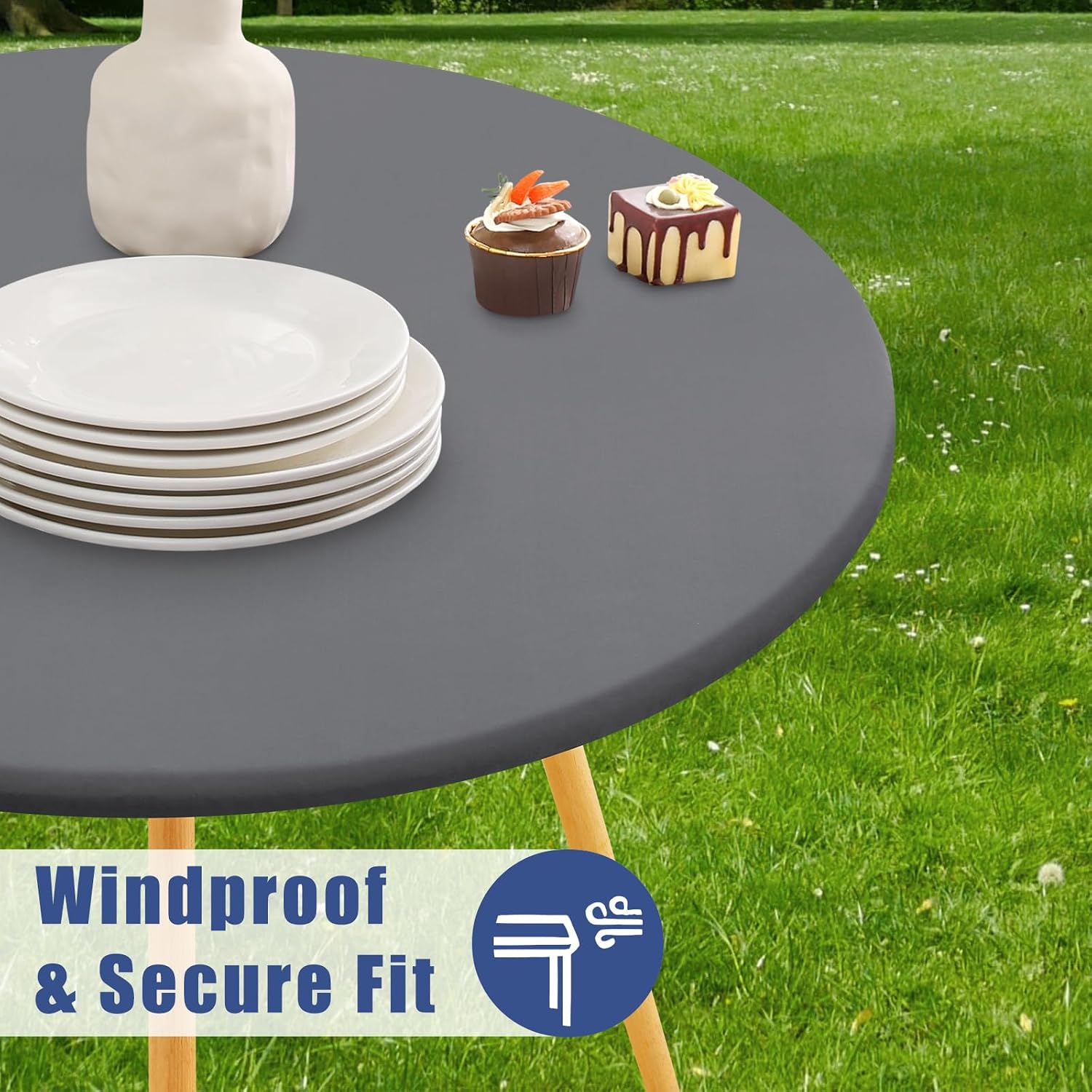  Spandex Round Tablecloth, Fitted Table Cloth for 45"-56" Tables thumbnail