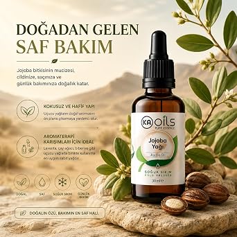 KAOils Jojoba Oil 30 ml - Natural and Pure Cold Press | Simmondsia Chinensis Oil | Aromatherapy Massage Oil Ideal for Skin and Hair Care