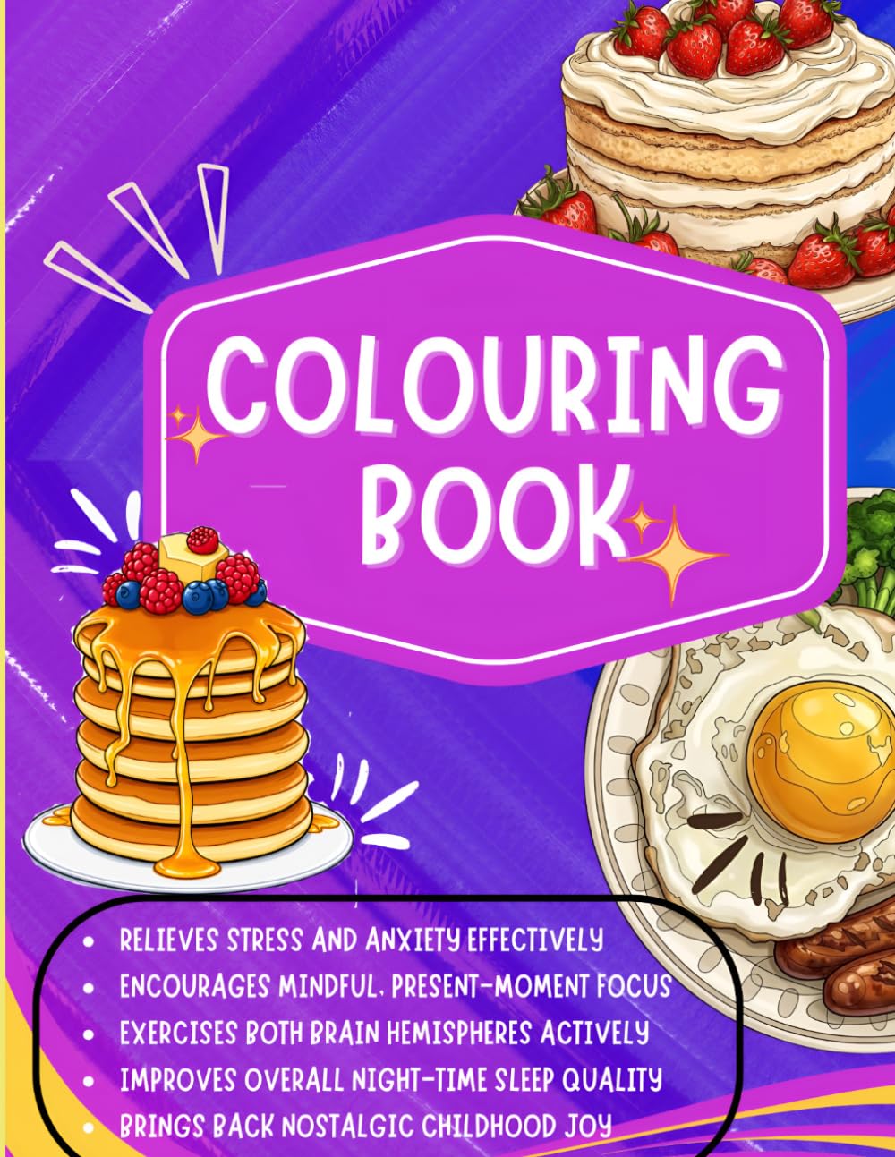 Cheat Day Cravings Coloring book: Bold and Easy Food Coloring Book of Pizza, Burgers, and Street Food