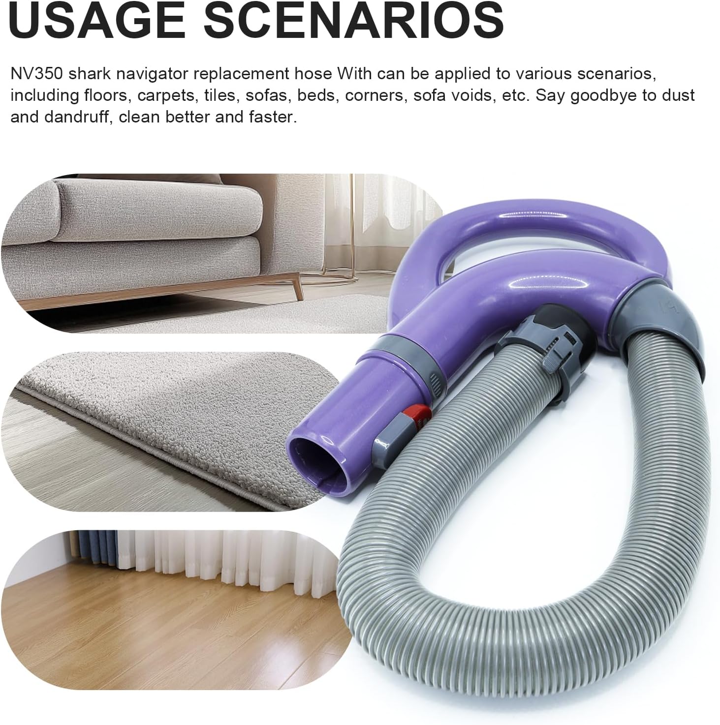 Replacement Hose Handle Compatible with Shark Navigator Lift Away NV350_26, NV350A_26, NV350C_26, NV350E, NV350Q, NV350T, NV350W, NV350W_N, NV350WC, NV351, NV351C, NV352 (Purple)