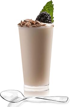 zappy 50 3 Oz Disposable Plastic Straight Wall Shooter Glasses Clear Dessert Cups and Tasting Spoons - Dessert Shooters Glasses Appetizer Bowls Trifle Bowl Tumbler Shooters 3 oz Cups & Spoons 50 Ct