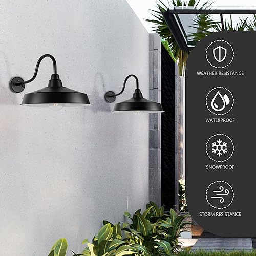 Miniatura 4 de Diyel Lámpara de granero de cuello de cisne del atardecer al amanecer para exteriores, cúpula de 16 pulgadas, gran lámpara exterior de granja,