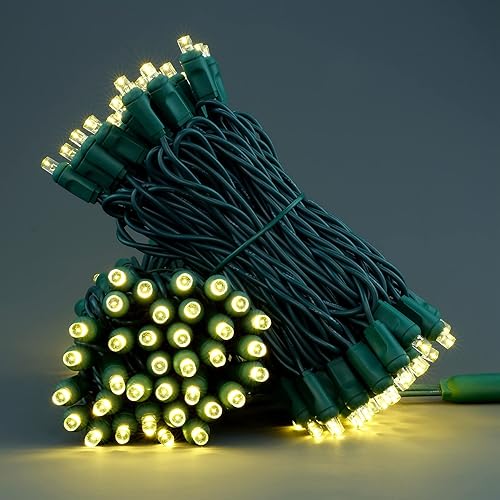 Miniatura 8 de YULETIME Luces de Navidad de gran angular de una pieza de color blanco cálido, 140 unidades, 48 pies, 2 juegos de 70 LED de 24 pies de alto,