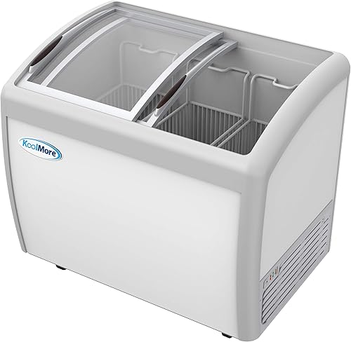 Vista 55 de KoolMore - Vitrina comercial para congelador de helados MCF-6C, congelador superior de vidrio con 2 cestas de almacenamiento y tapa deslizante