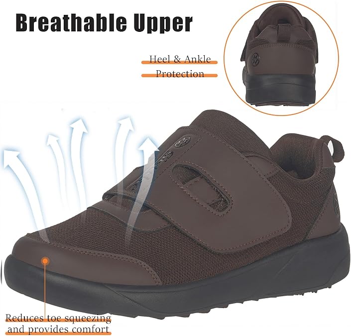 Sisttke Mens Diabetic Shoes Wide Toe Box Slip-On Shoes