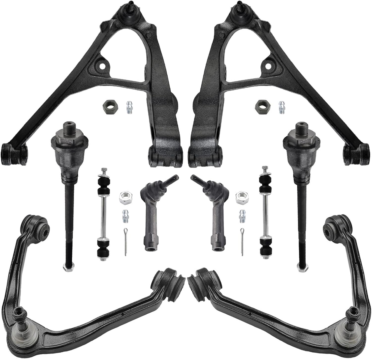 ASTARPRO - 10pc Front End Suspension Kit Replacement for Chevy GMC Silverado Sierra Suburban Yukon XL 1500 Tahoe Cadillac Escalade ESV EXT, 4 Control Arms w/Ball Joints 4 Tie Rods 2 Sway Bars