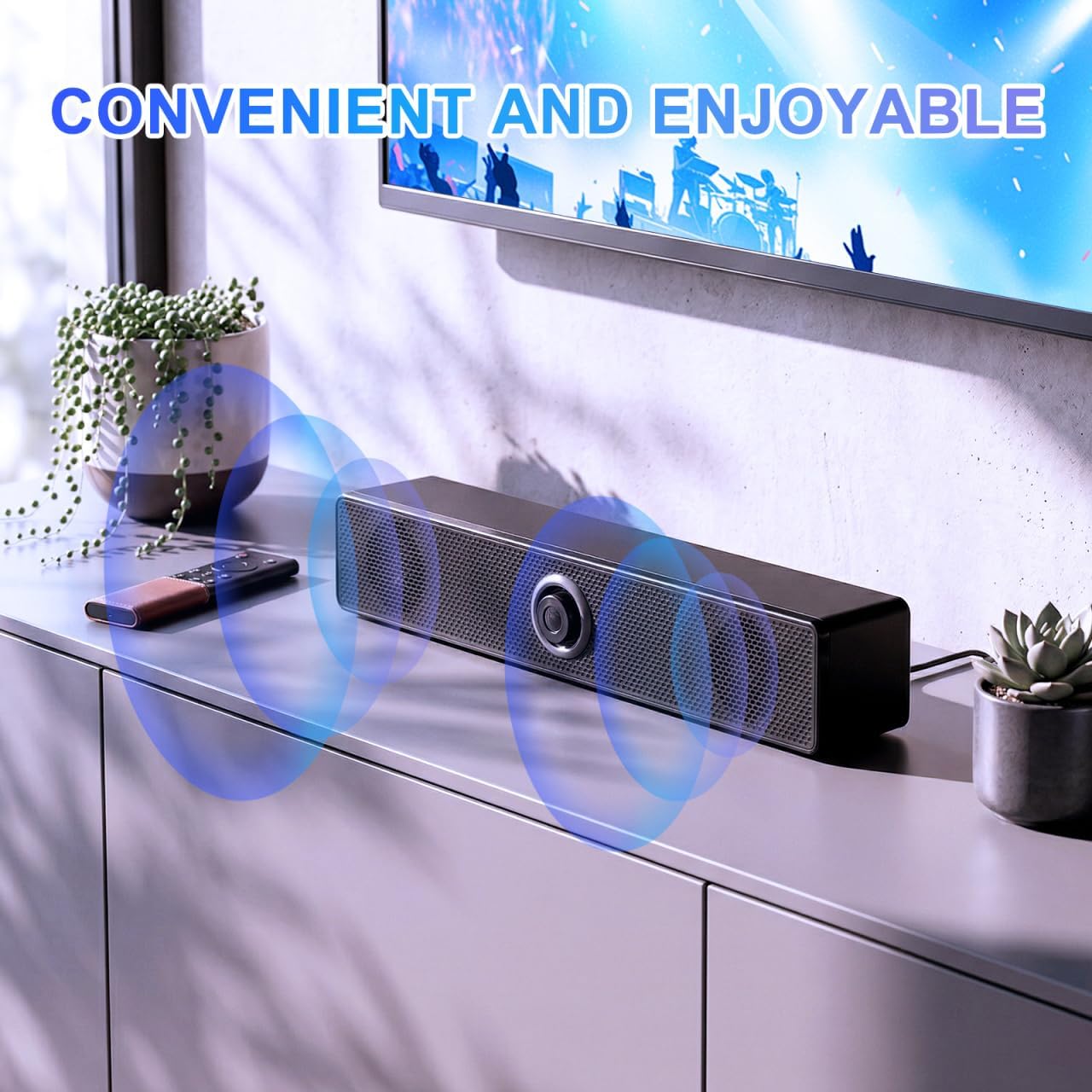 HOMSFOU Sound Bar System 2.0 Stereo Desktop Speaker for Tv Pc Mobile Devices Compact Home Soundbar with Clear Audio Easy Setup and Portable Design 12.40X2.20X2.20In
