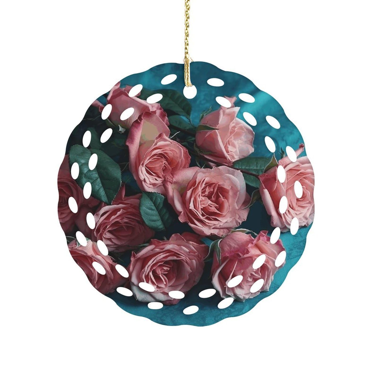 Wsoihfec Women's Style Romantic Roses Hanging Ornament 3 Inch Round,1-Pack,Xmas Decor -Two-Sided Printed,Friend Ornament Gifts For Friends Coworker Sisters