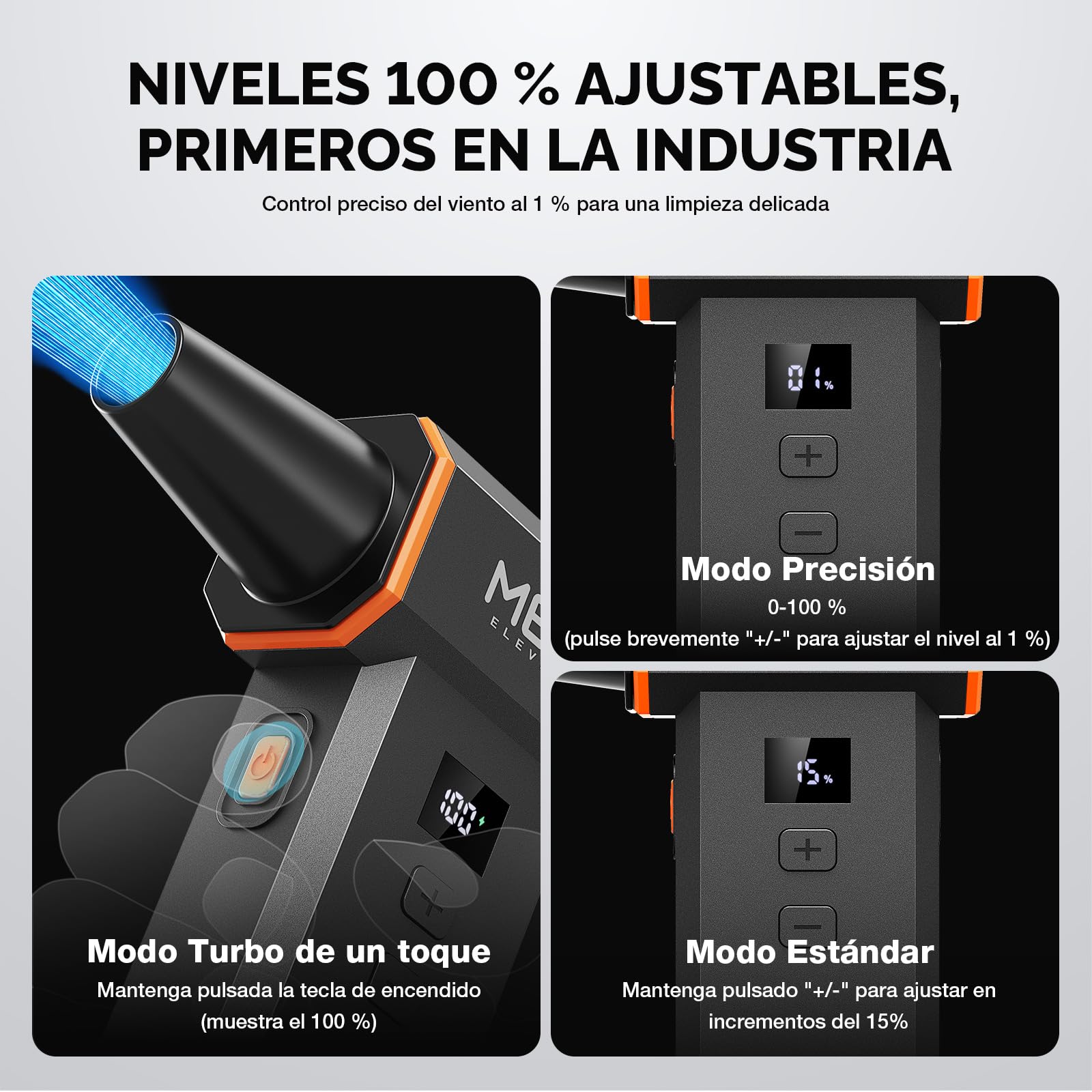 Soplador de aire eléctrico 220.000 RPM, 100 niveles sin escalones, motor sin escobillas y pantalla LED, soplador de aire inalámbrico con kit de limpieza, mini soplador de polvo para PC, teclado, coche