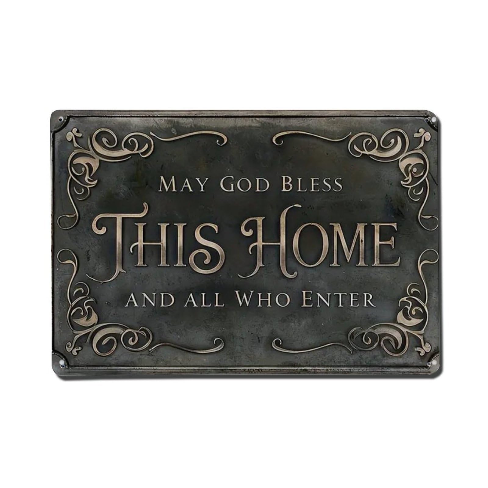 Rkundrne Vintage May God Bless This Home Metal Tin Sign Garden Bedroom Cafe Bar Man Cave Home Wall Decor Metal Poster 8X12 In