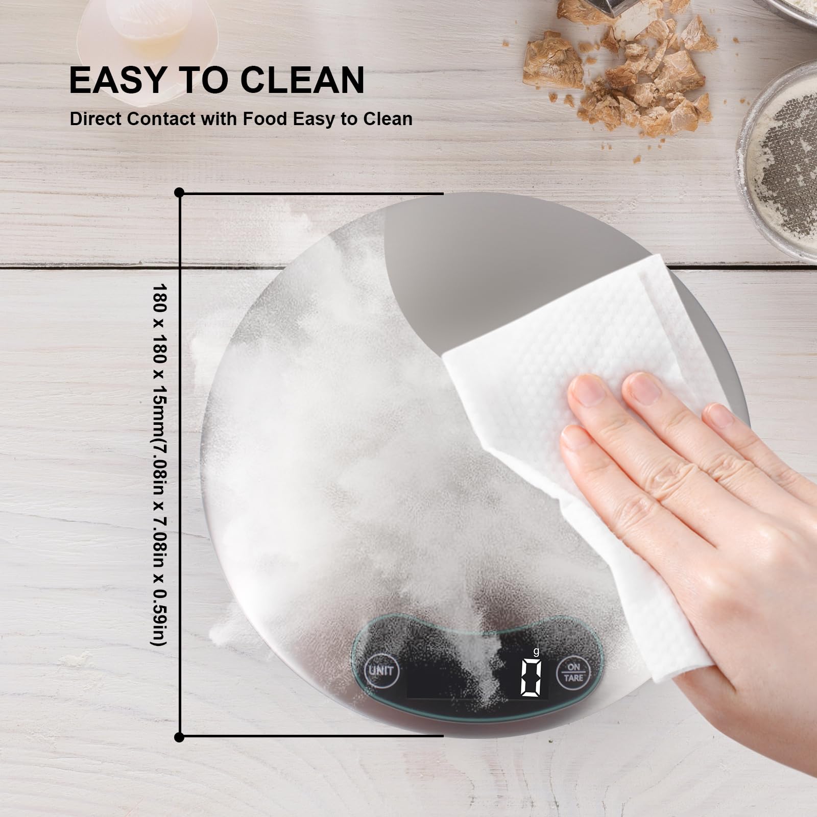 Balance de cuisine numérique de haute précision avec bouton tactile rétroéclairé (gris)