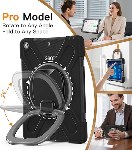 Miniatura 8 de BATYUE Funda infantil para iPad de 9, 8, 7 generación de 10.2 pulgadas 2021 2020 2019, con soporte giratorio, soporte para lápices, correa de