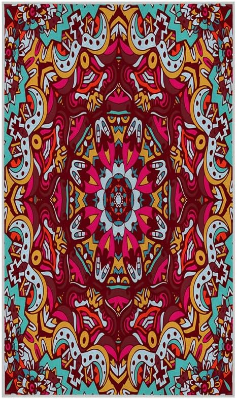 Miniatura 5 de BZRNGD - Alfombra de área pequeña retro roja de 2 x 3 pulgadas, lavable, alfombra de entrada con estampado bohemio, suave, antideslizante, para