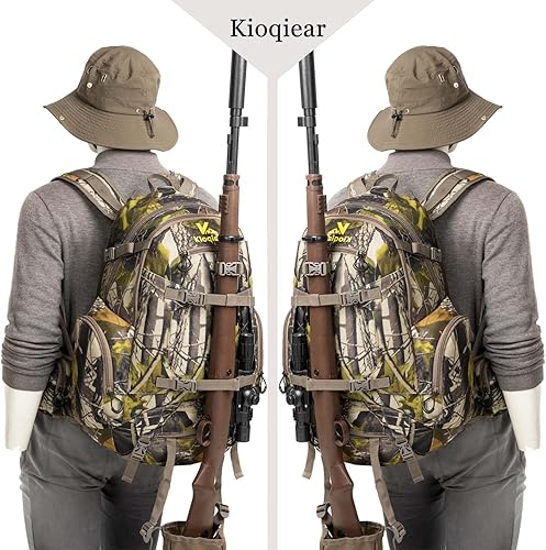 Miniatura 2 de Mochila de caza, paquete de caza de equipo al aire libre con cubierta de lluvia, paquete duradero de gran capacidad., Camo Verde, Moda