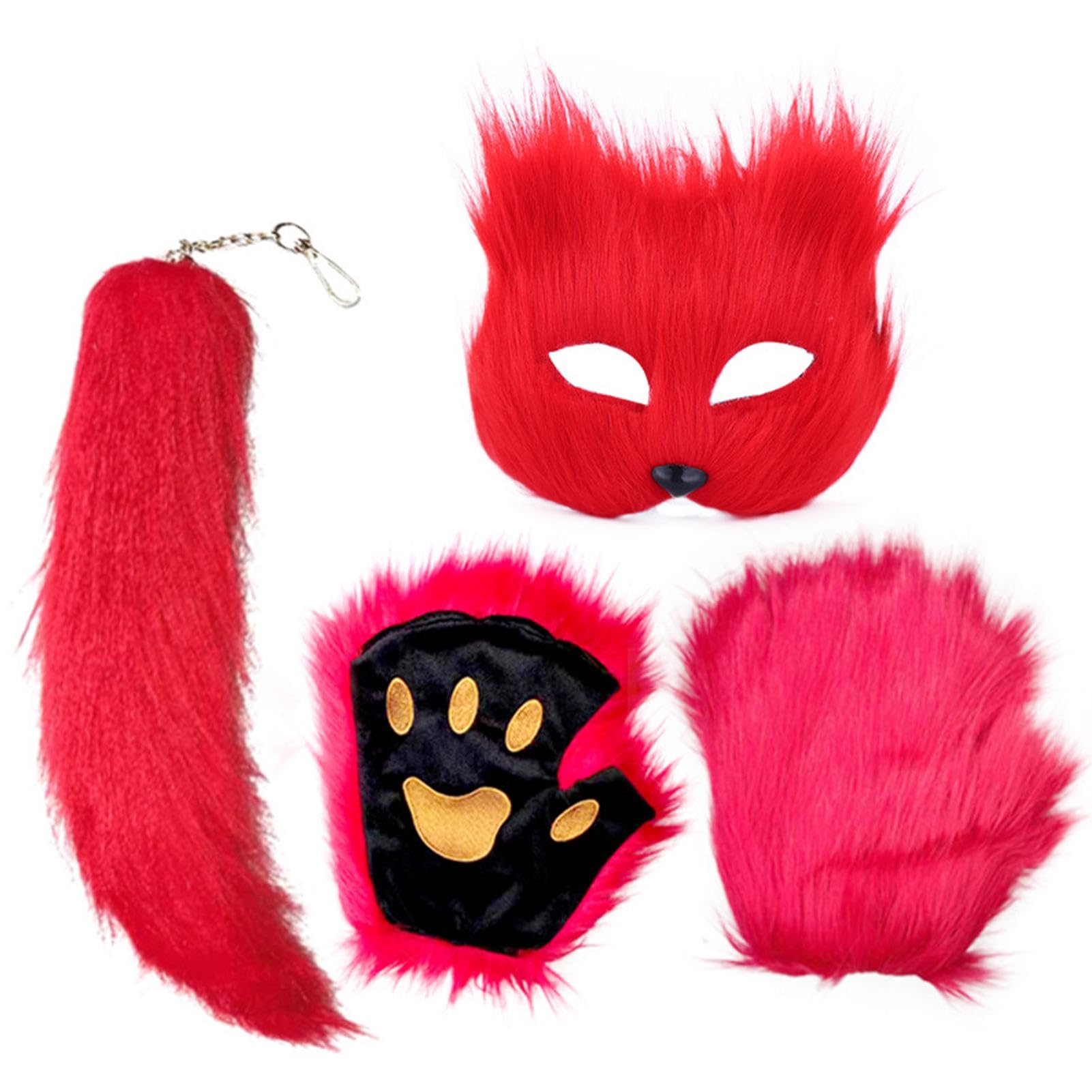Masque d'Halloween animal de mascarade avec gants et queue - 8