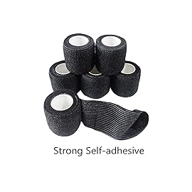 Transun Moo 6 Pack 2 x 5 Yards Self Adhesive Bandage Wrap Breathable Cohesive Vet Wrap for Pets, Elastic Self-Adherent Tape for Sports, Wrist, Ankle (Black)