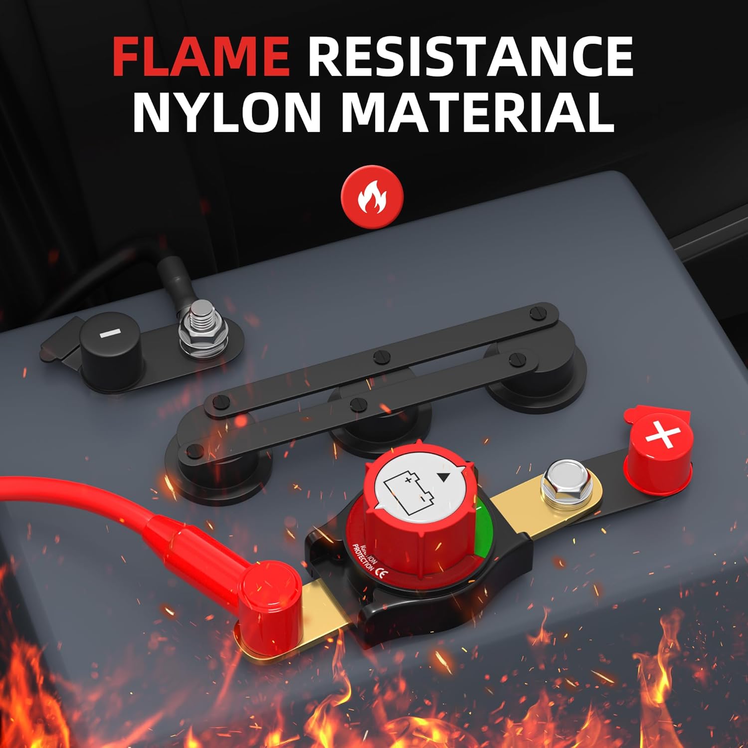 Joinfworld Side Post Battery Disconnect Switch 12V-48V and Led Voltmeter DC 5-60V Battery Kill Switch Waterproof Marine Battery Cut Off Switch 12 Volt for Car RV Boat ATV UTV Vehicles