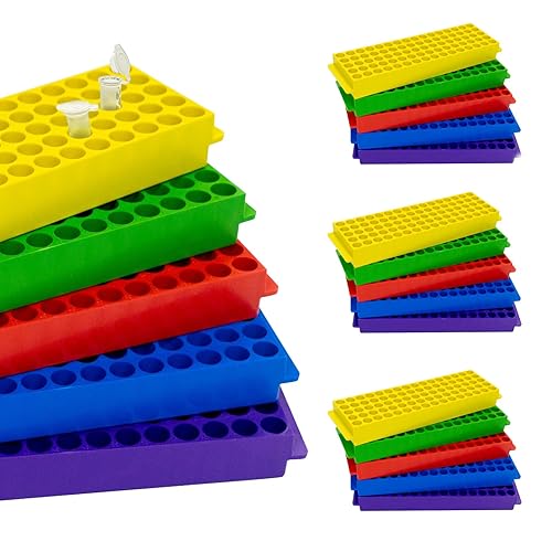 Biologix - Estantes para tubos de microcentrífuga, 80 pozos, colores surtidos, no estéril, caja de 20