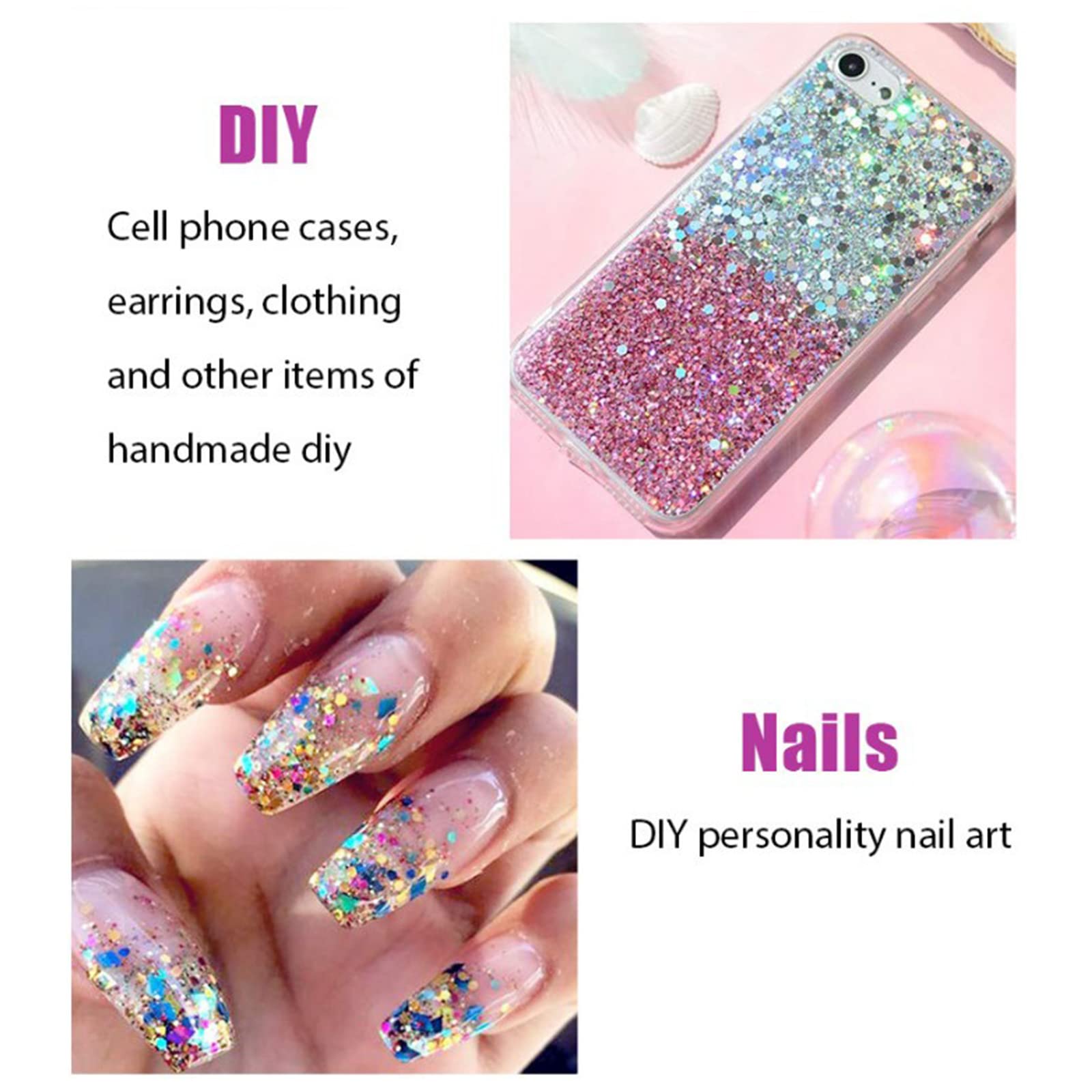 MKNZOME 2pcs Multi-colored Face & Body Glitter Gel, Holographic Festival Accessories, Mermaid Sequins - Image 3