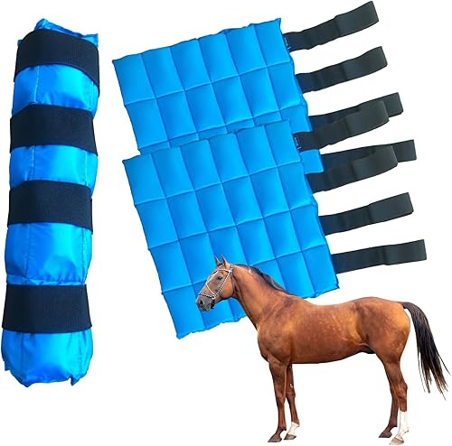 Botas de hielo para caballo, envolturas de refrigeración para lesiones de caballos, paquete frío reutilizable para patas de caballo con correas